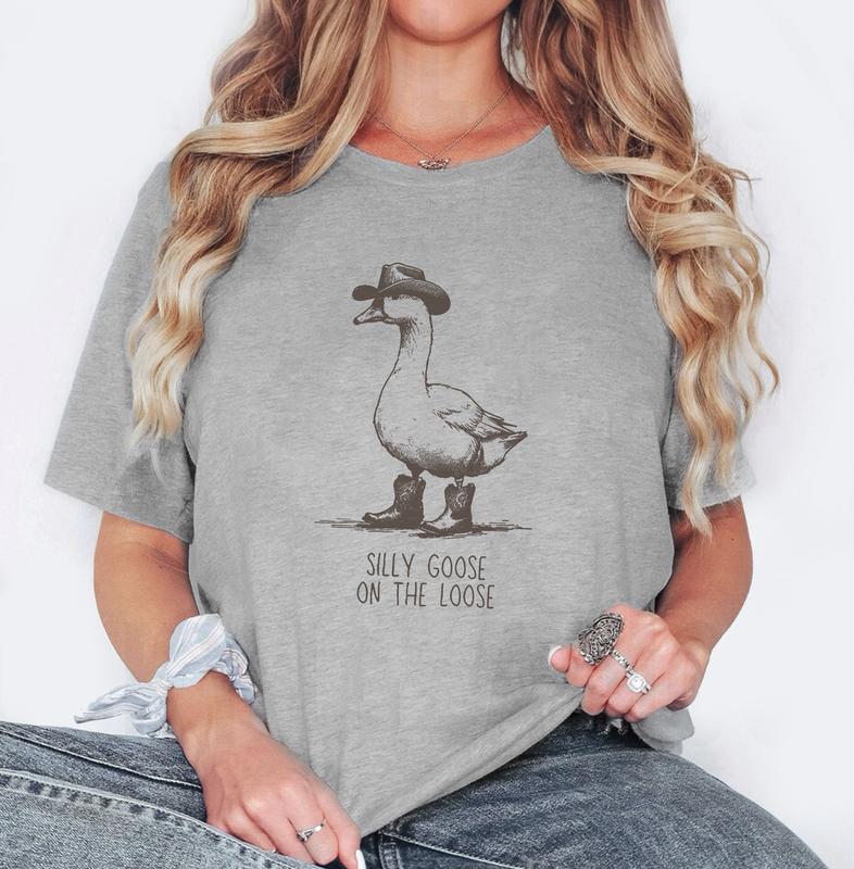 Silly Goose On The Loose T-shirt Breathable Casual, Outfit Top T-shirt Womenswear Day, Streetwear Underwear