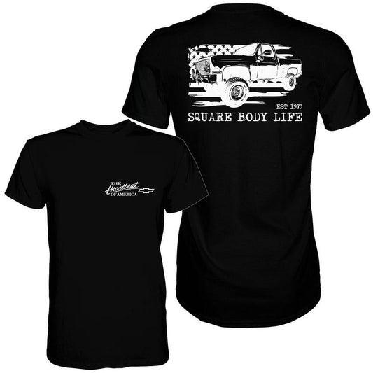 Vintage Vibe Chevy Silverado 1973 Square Body 2-Sided Graphic Tee â€“ Old School Cotton Truck Shirt for Men, Classic Chevy Gift men  gifts