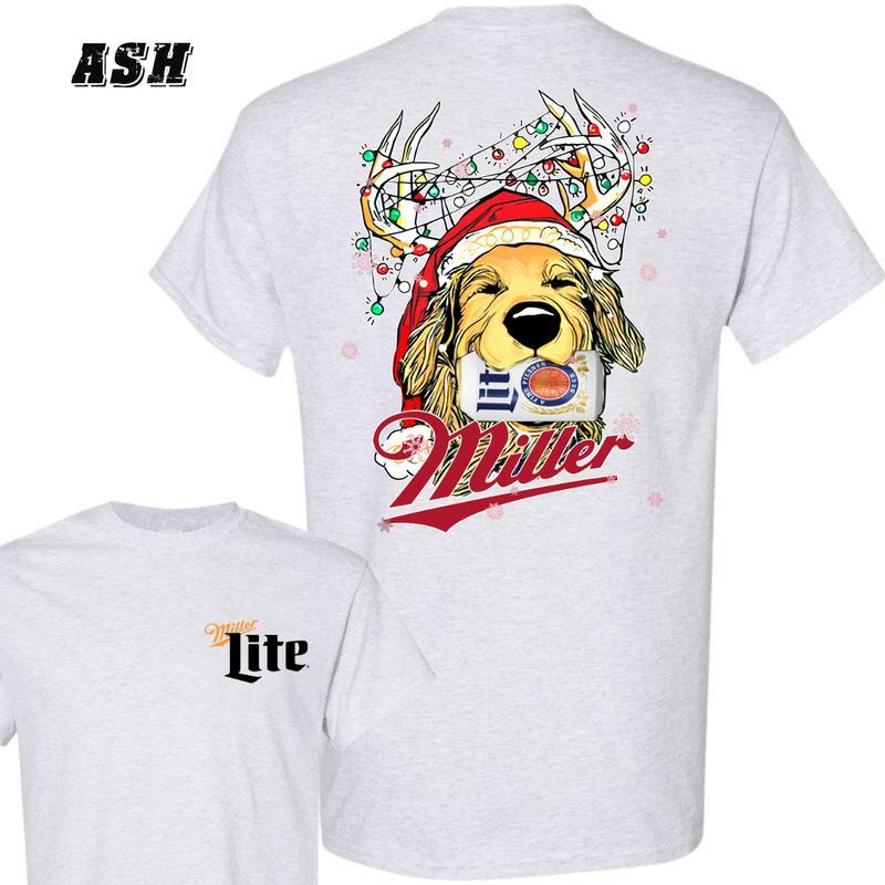 Miller Lite Christmas T-shirt 2 Siders T-shirt, Your Dog, Perfect For Beer Lovers, Casual Graphic Dog T-shirt, Unisex T-shirt for Men and For Women