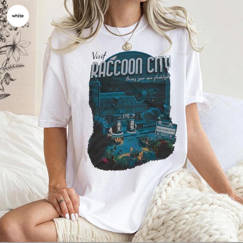 Vintage Visit Raccoon City T-Shirt ,Retro Resident Evil Shirt,Resident Evil Tshirt, Gift For Gaming Lovers Casual Clothing Fabric Menswear Sweatshirts