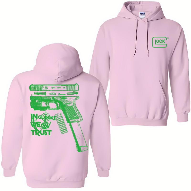 In GLock We Trust Hoodie - Glock Shirt- Design Green Color Double Sided - Men's & Women's Classic Fit Long Sleeve Hoodie - Menswear Casual Underwear