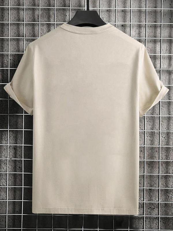 Unisex Men's Letter Print Round Neck GraphicÂ Tee, Regular FitÂ Casual Short Sleeve Crew Neck T-Shirt for Summer, Fashion Men's Top for Daily Wear