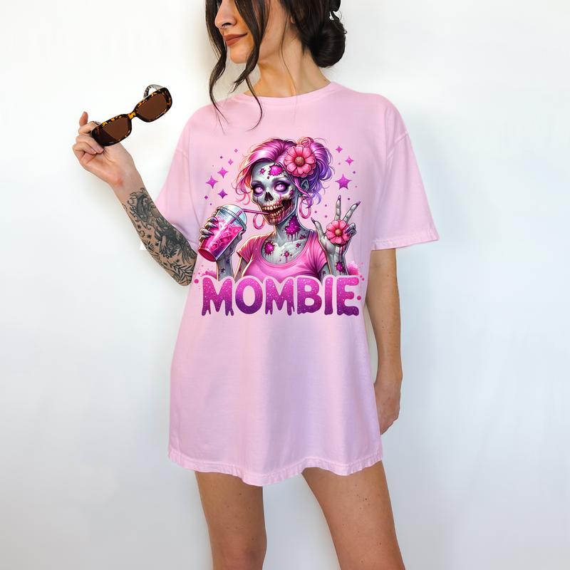 Mombie - T-Shirt, Momster Skeleton, Bright Graphic, Funny Apparel, Snarky, Gift Idea, Relaxed Fit, Casual Apparel, Cute Top, Great with Jeans, All Sea