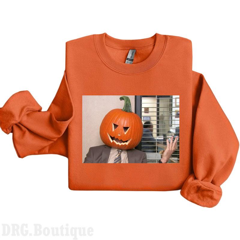 Pumpkin Head CrewNeck, Halloween 2024 Merch Women's Shirt, Halloween Gift Sweatshirt Cotton Fit