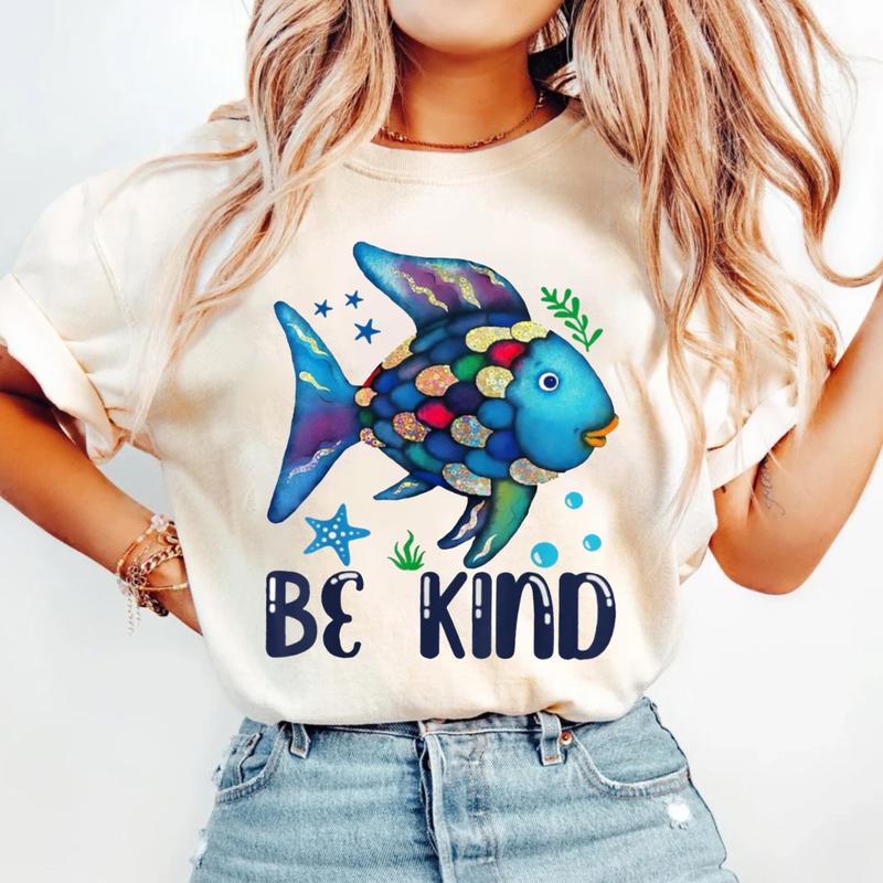 Be Kind Shirt, Rainbow Scale Fish Teacher Reading Book Nostalgia Parody Shirt, Teacher Shirt, Rainbow Fish Shirt, Reading Shirt, Librarian Shirt, Teac