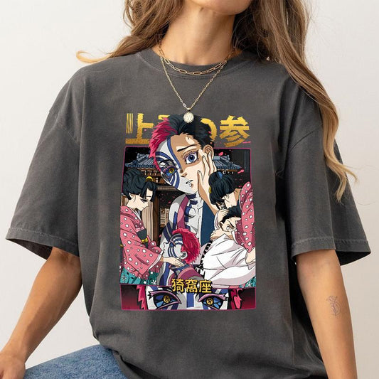 Akaza Hakuji Soyama Demon Slayer Shirt, Akaza Upper Moon 3 Demon Eyes Sweatshirt, Kimetsu No Yaiba t-shirt, anime sweatshirt hoodie