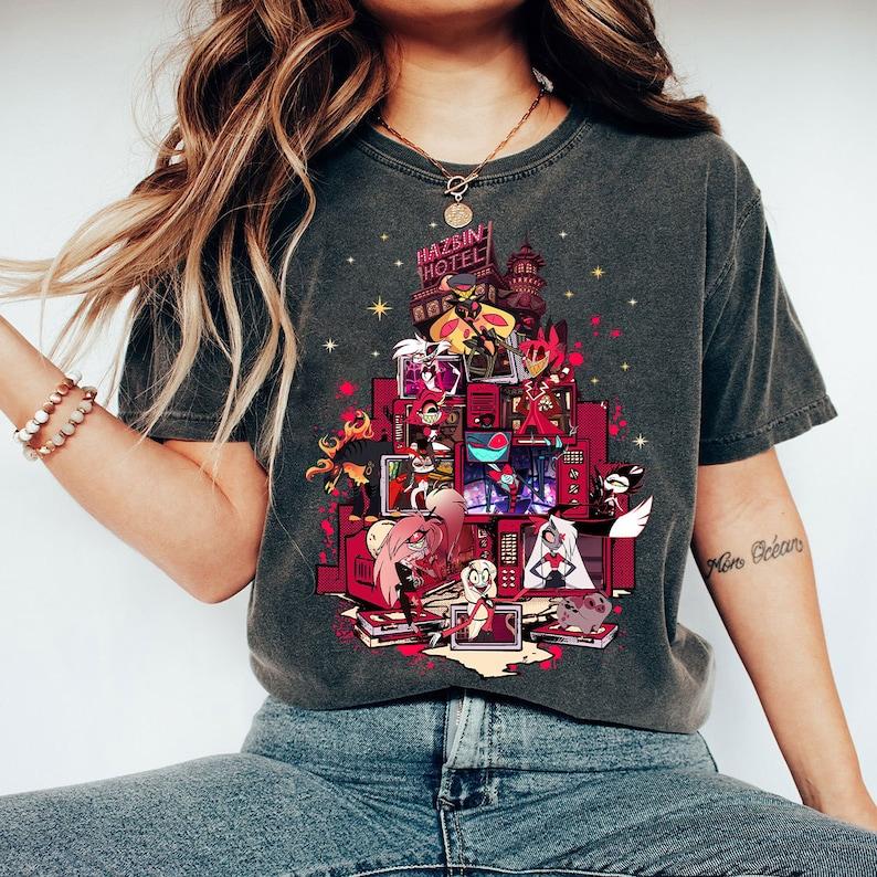 Hazbin Hotel Characters T-Shirt, Helluva Boss Charlie Inspired Unique Tee, Splendid Unisex Merch Gifts for Animated Series Enthusiasts
