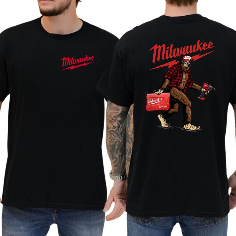 Men's Biggfoot Milwaukee Fuel Drill 2-Sided Shirt, Funny Tee for Men, Men's Manufacturer T-shirt, Classic Casual Menswear, Soft Cotton Fabric Tops