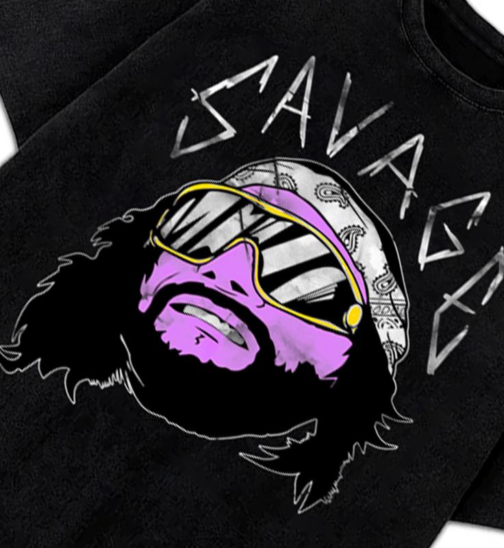 Macho Man Randy Savage Wrestling Vintage Style 90's Retro T-Shirt Crewneck Cotton