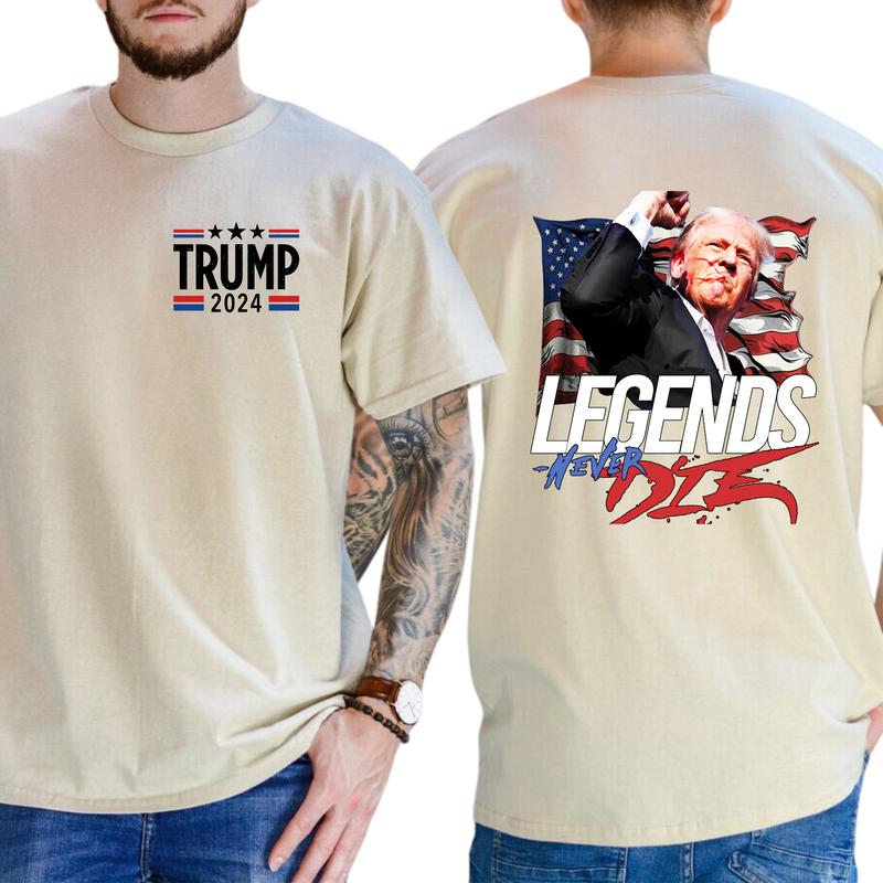 2-Side Donald Trump LEGENDS NEVER DIE 2024 Legend T-Shirt, Full Color, For Men ,Gift For men, Casual