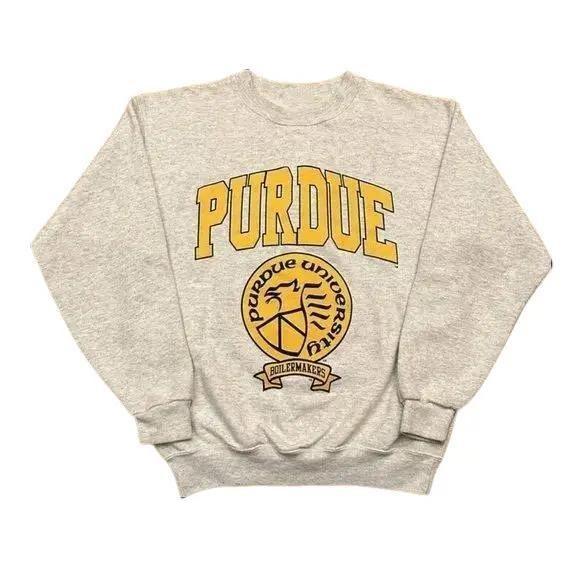 Unisex Reprint Retro Vintage Purdue University Purdue Boilermakers College 90s Cotton Fabric Menswear Hoodie