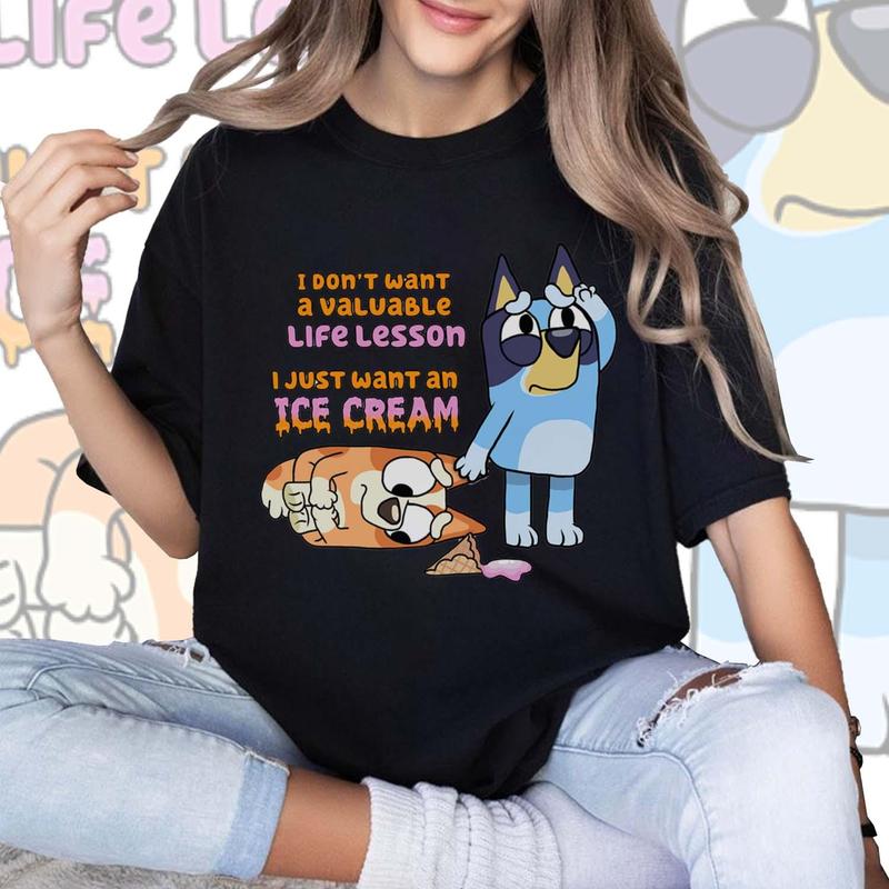 Bluey I Just Want An Ice Cream Shirt, Bluey Bingo Ice Cream Leson Shirt, Bluey Bingo Shirt, Bluey Shirt Sweatshirt, Hoodie, Comfort Colors