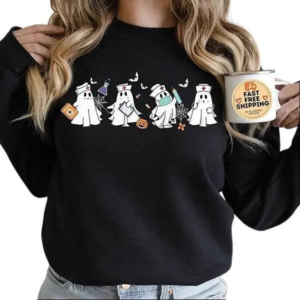 Halloween Nurse Sweatshirt, Nurse Shirt, Halloween Nursing Sweatshirt, Cute Nurse Sweatshirt, Nursing Student Hoodie, Er Nurse T-Shirt