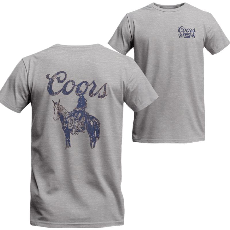 Coors Cowboy Print Front and Back Print T-Shirt, Gifts for Him, Unisex T-shirt For Men, For Women, Best choice