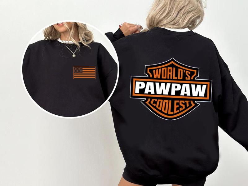 World's Coolest Grandpa 2-sides Shirt, Grandpa Nickname Gift Motorcycle Dad SweatShirt Father's Day Tee Birthday Gift from Grandkids