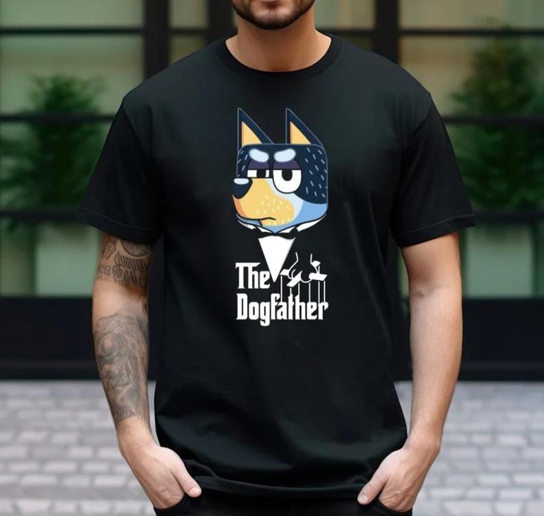 Funny The DogFather Bluey Dad Shirt, Vintage Cool Dad Club T-Shirt, Bluey Family Father's Day Gift For Him, Menswear Cotton Top Design