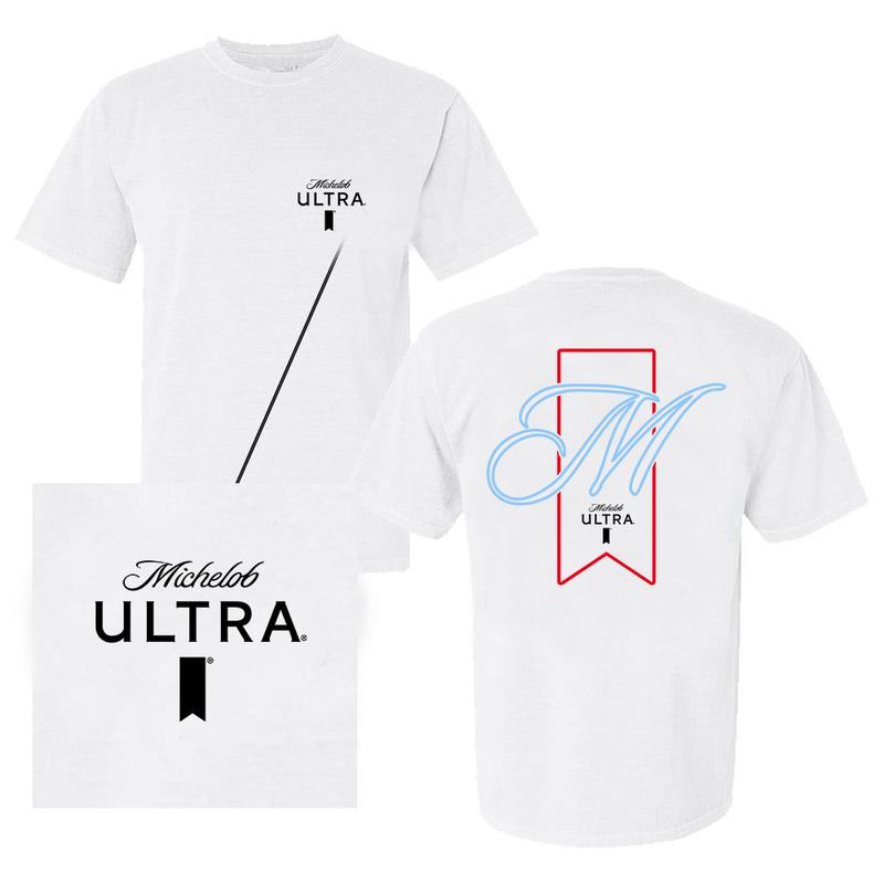 M Michelob Ultra Tee - 2 Side - Plentiful Color Options - Unisex Appeal - Everyday Basics - Multiple Fashion Choices - Sizes For Everyone