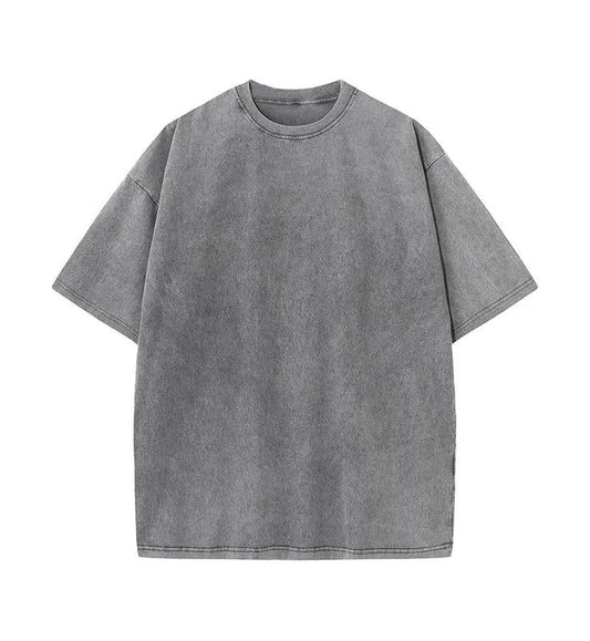 Vintage Acid Washed Oversized Drop Shoulder Heavyweight Streetwear Blank T-Shirt Casual Cotton
