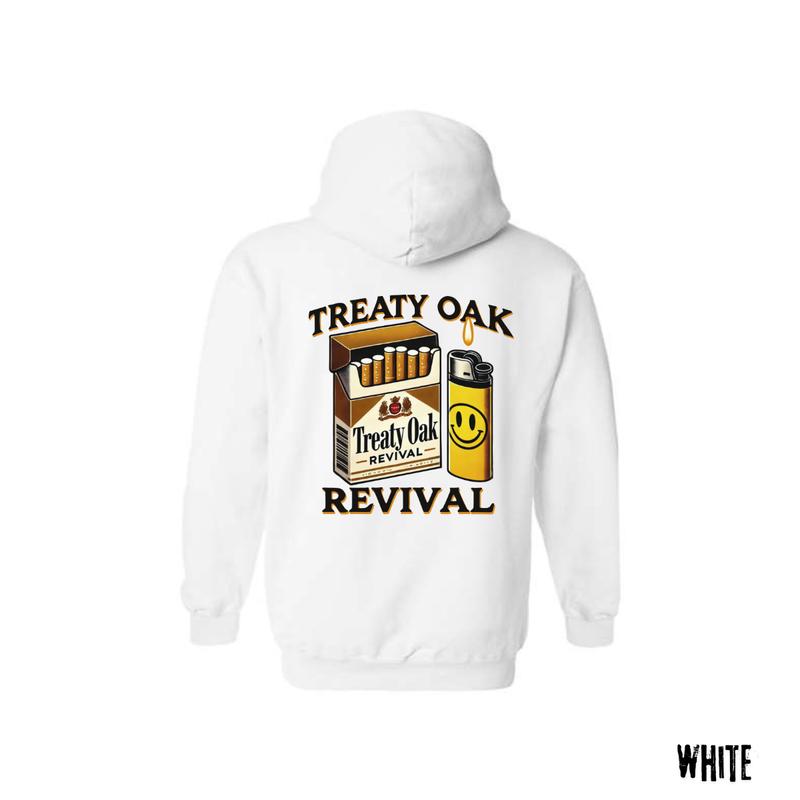 Treaty Oak Revival 1 Sides Hoodie, Bold Graphic of a Cigarette Pack and Lighter Design Shirt Long Sleeve Tops Man Pullover Sweaters Menswear