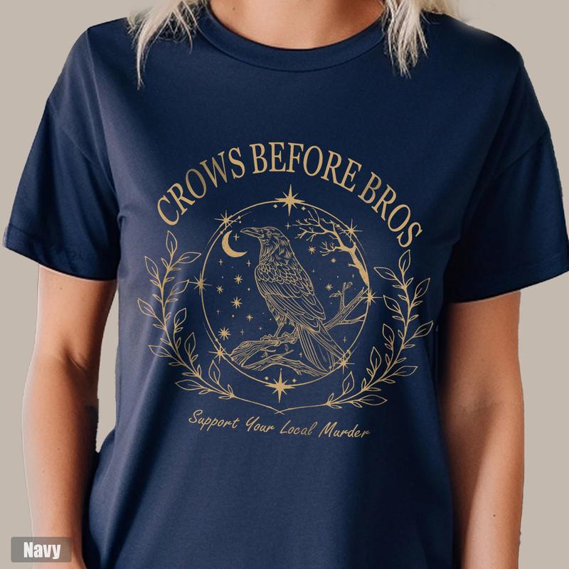 Funny Crows Before Bros Shirt, Support Your Local Murder, Feminist Women Shirt, Vintage Raven Shirt, Dark Academia Trendy Tee