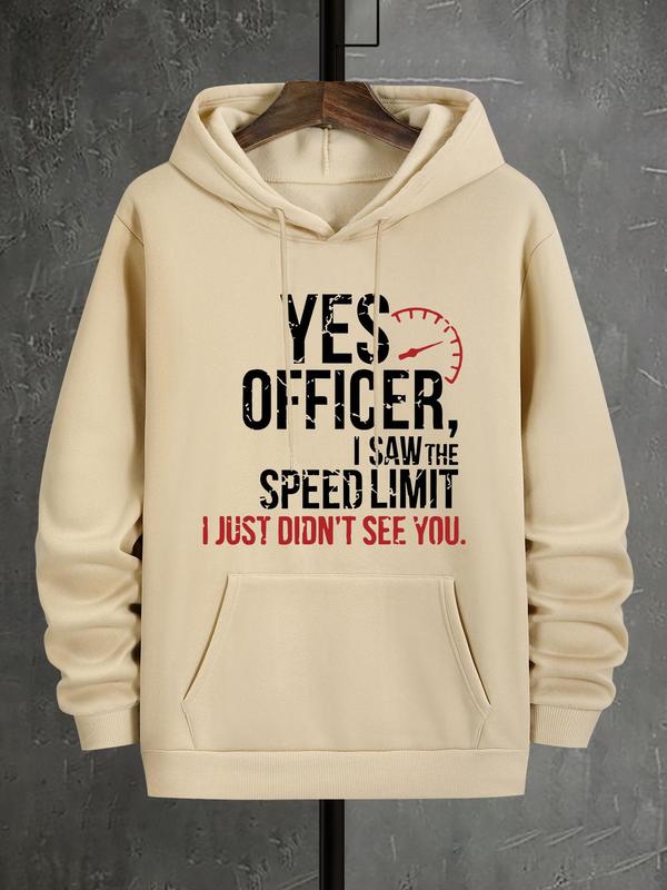 Men's Drawstring Hoodie with Letter Print, Regular Fit Sweatshirt for Daily Wear, Fashionable Spring & Fall Men's Clothing