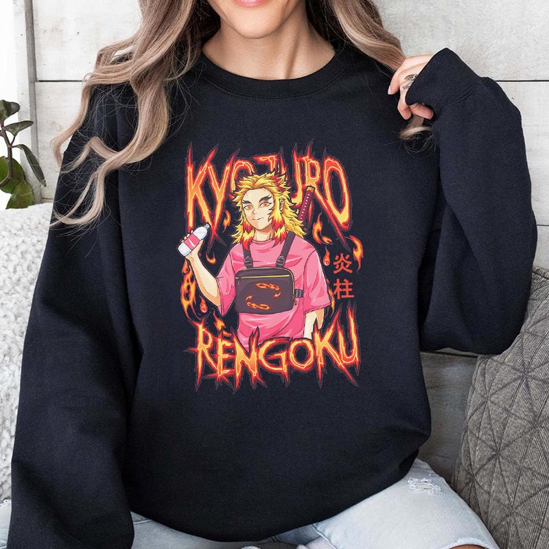 Kyojuro Rengoku Sweatshirt Hoodie, Rengoku Flame Hashira Shirt, Demon Slayer t-shirt, Kimetsu no Yaiba Shirt, Anime sweatshirt hoodie, Anime lover t-s