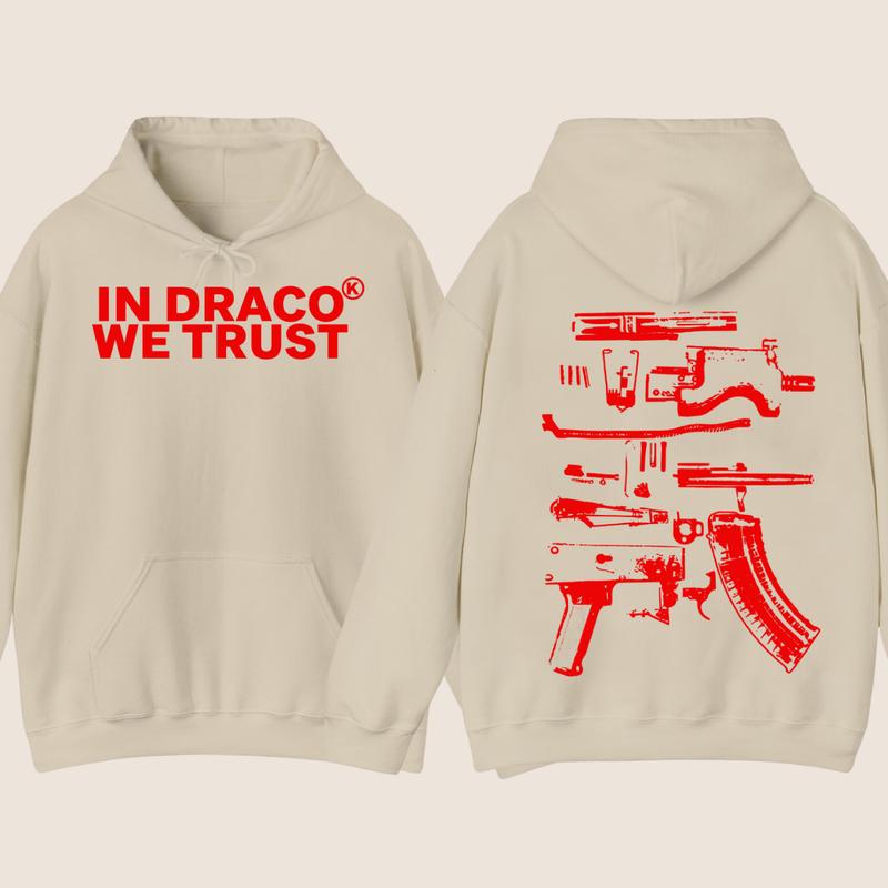 IN DRACO WE TRUST HOODIE , Design Color Red - Full Color , Double Side ,Menswear & Womenswear sweaters - Hoodie Classic Cotton