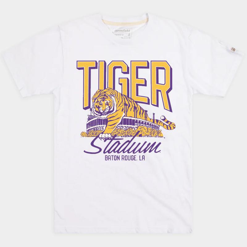 LSU Football Tiger Stadium Ringer Tee Classic Cotton Menswear Top Embroidered Hoodie