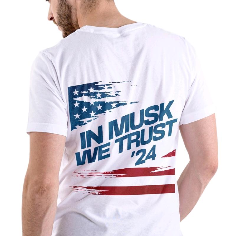In Musk We Trust '24 Tshirt Menswear Casual Cotton team us Soft T-Shirt, Crewneck trump vance t shirt