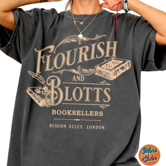 HP Fan Flourish Blotts Potter Shirt, Cotton Unisex T-shirt, Crew Neck, Size S- 4xl, Menswear Top, Womenswear Top Underwear Streetwear