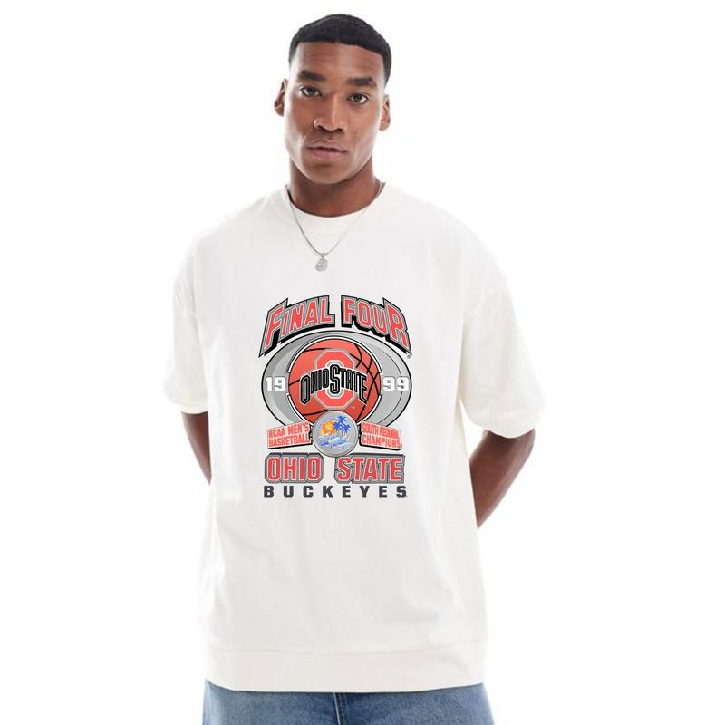 Vintage 1999 Ohio State UniversityCotton NCAA T-Shirt Streetwear Menswear Top Shortsleeve Sports Tshirt Classic Tee Casual