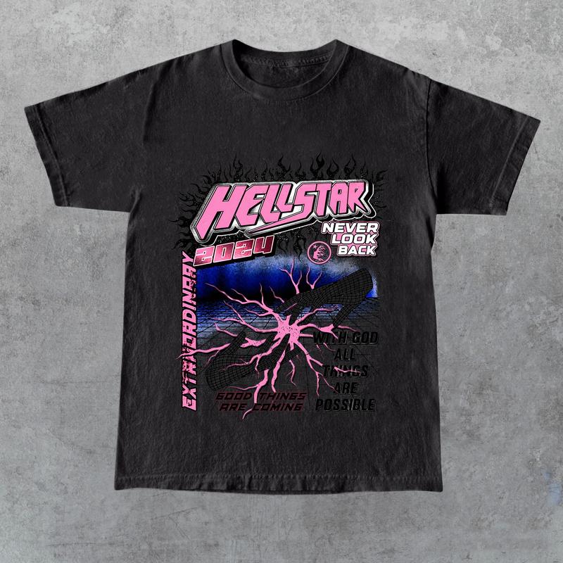 Hellstar-2024 New Large Print Pattern Design Cotton T-Shirt, Gift for Her, Gift for Him, Gift for Friend Christmas Menswear