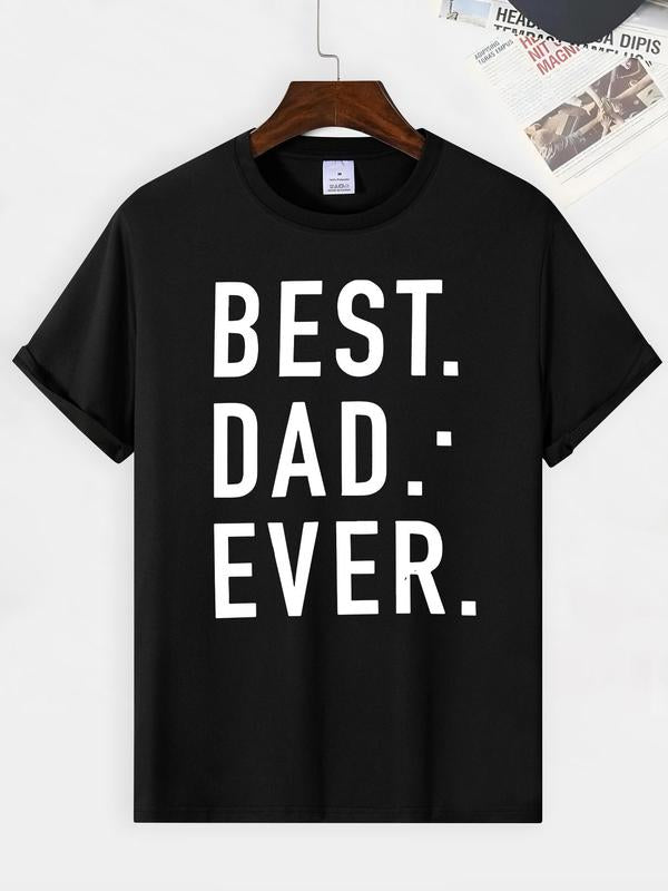 Men's Father's Day Letter Tee, Regular Fit Summer, Short Sleeve Crew Neck Top, Casual Outdoor Shirt for Guys, Comfort Daily Wear Style