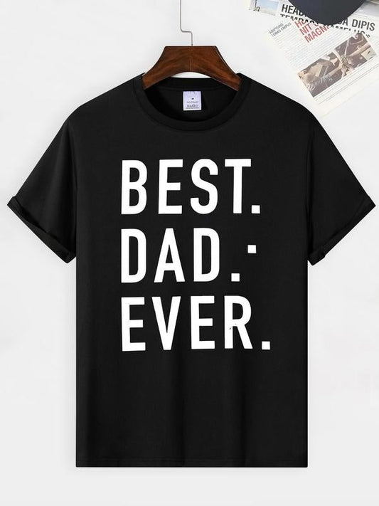 Men's Father's Day Letter Tee, Regular Fit Summer, Short Sleeve Crew Neck Top, Casual Outdoor Shirt for Guys, Comfort Daily Wear Style