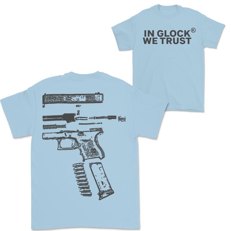 In Glock We Trust Double-Sided Black Design Shirt - Full Color Edition Menswear Top