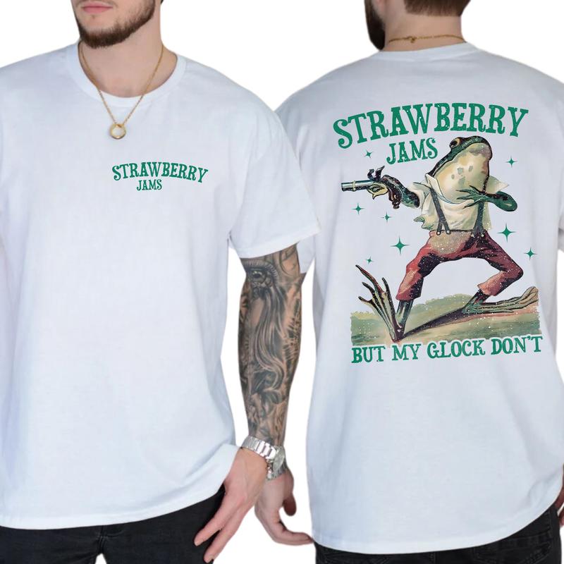 Casual, 2-sided Colors Strawberry Jams But My Glock Dont, Full Color, For Men ,Gift For men, Casual