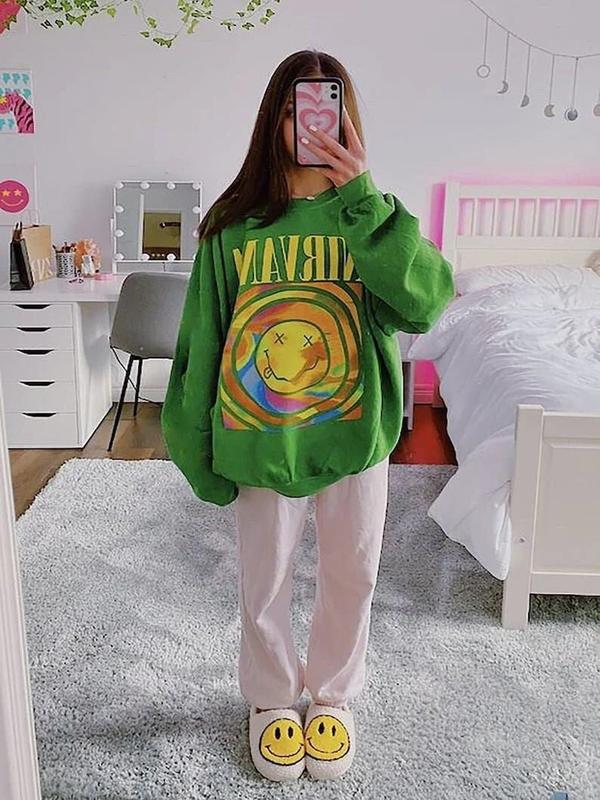 Nirvana Smiley Face Sweatshirt, Nirvana Aesthetic Unisex Crewneck Sweatshirt, Smile Tee Heliconia Pink Sweatshirt, Trendy Pink Nirvana Shirt