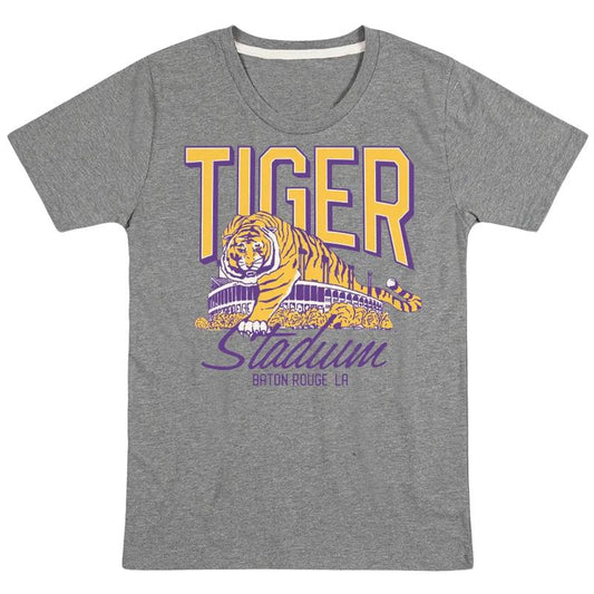LSU Football Tiger Stadium Ringer Tee Classic Cotton Menswear Top Embroidered Hoodie
