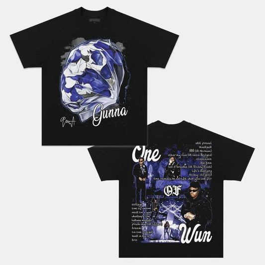 GUNNA ONE OF WUN Double Printed Short Sleeve Tee Cotton Vintage Shirt To Match Sneaker Hiphop Clothing Rapper Merch Shirt, Hiphop Tour Concert 2024, G