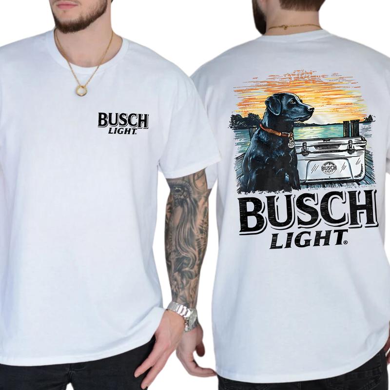 Casual, 2-sided Busch Light Men Limited T-shirt Crewneck, Full Color, For Men ,Gift For men, Casual