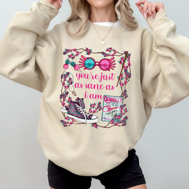 HP Luna Just As Sane As I Am Sweatshirt Hoodie Shirt, gift for fan Cotton Relaxed Fit Sweaters Tee