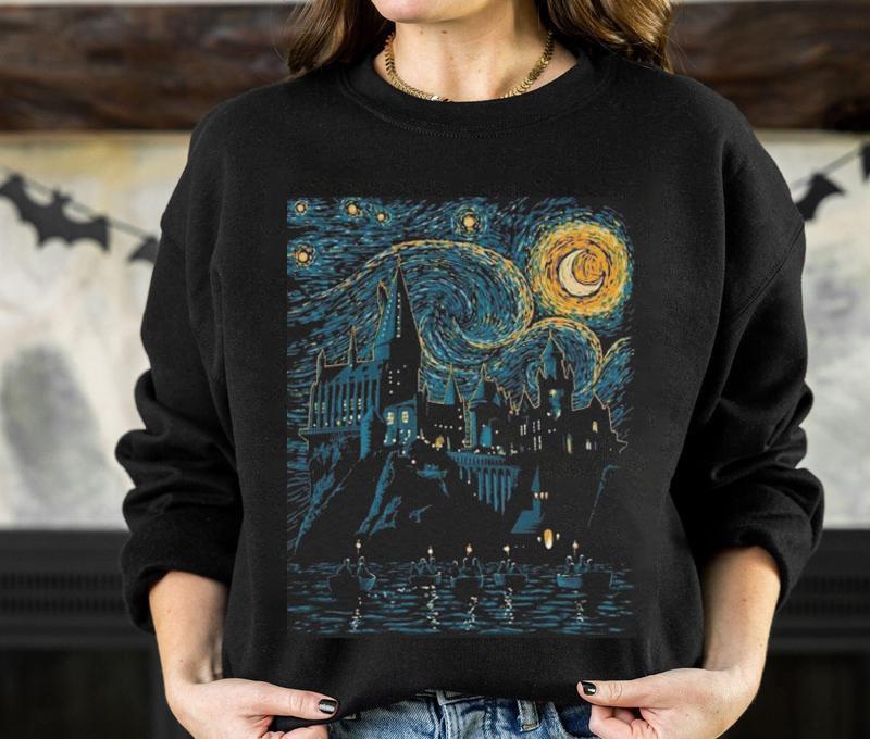 Harry Potter Vincent Van Goghâ€™s Starry Night inspired Hogwarts T-Shirt