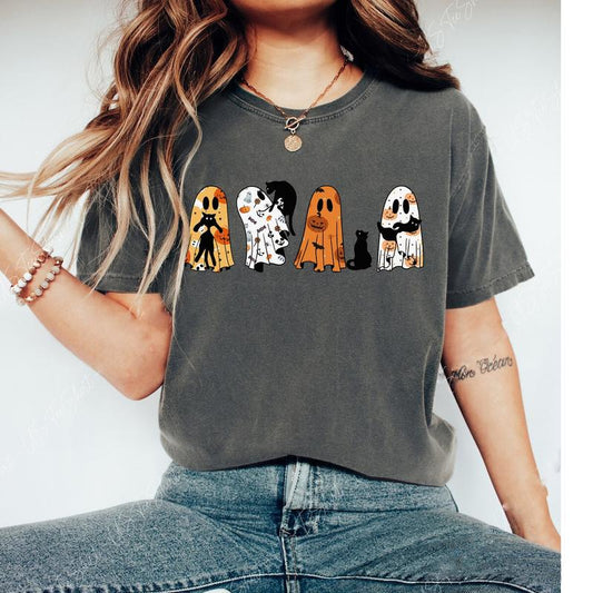 Ghost Cat Shirt, Halloween Ghost Shirt, Black Cat T-Shirt Unisex Classic Cotton