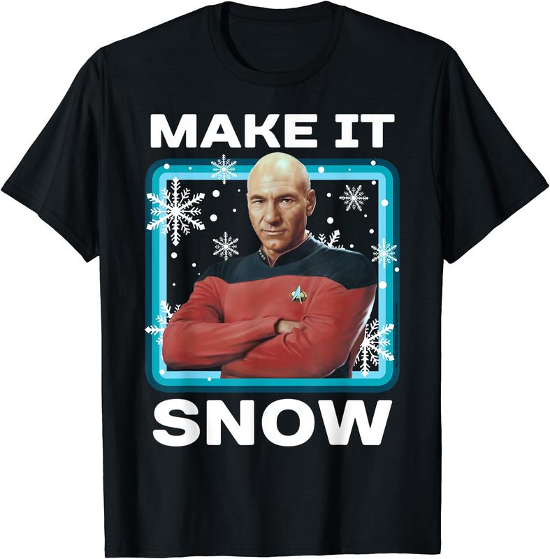 Star Trek The Next Generation Picard Make It Snow Portrait TShirt