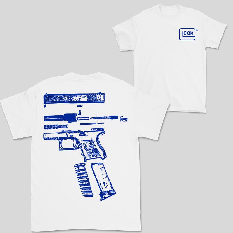 In Glock We Trust Double Side White Version Shirt Menswear Top, New Design color Red,Yellow,Blue,Green,Light Pá»‹nk,Purple,White