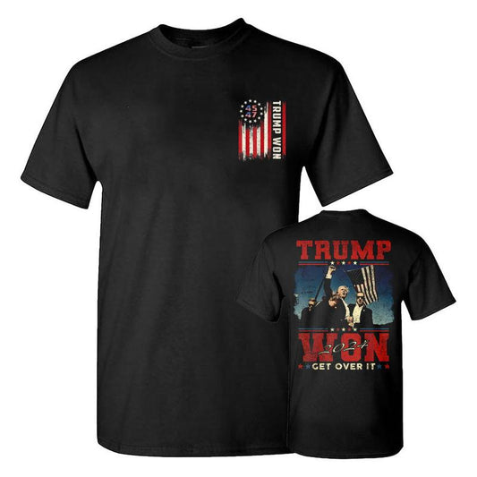 Trump Won Get Over It 2024 Shirt, Trump Victory Shirt, Trump Won 45 47Th President Usa Flag T-Shirt, After Election 2024, Gift For Trump Fans