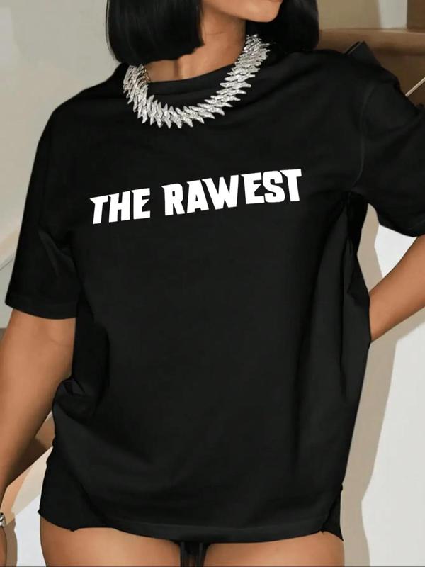 Women's Letter Print Round Neck Regular Sleeve Tee, Summer Clothes, Short Sleeve Crew Neck T-shirt, Streetwear Top Shortsleeve Tshirt, Womenswear, 202