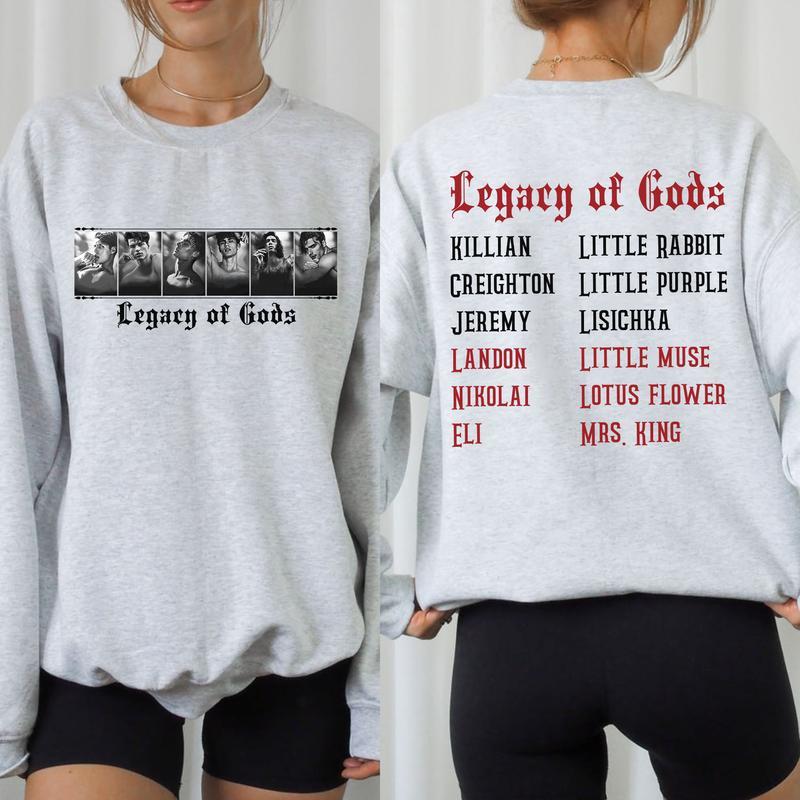 Legacy of Gods Series Book Sweatshirt, Killian, Creighton, Jeremy, Landon, Nikolai, Eli, Dark Romance Smutty Readers Shirt, Bookish Merch, Book Lover,