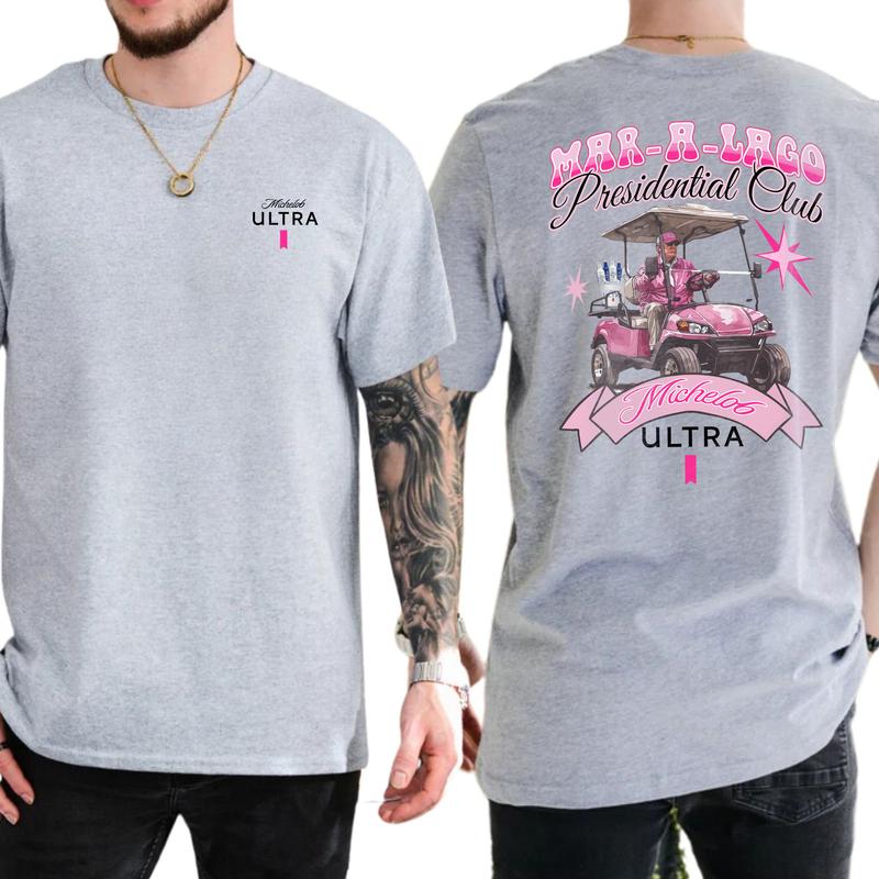 Funny Golf Club Michelob Ultra Beer Pink Printed Graphic Tshirt, Drink Shirt, Drinking T-shirt, Golf Tee, Gift For Men, Love, Athletic, Casual Menswea