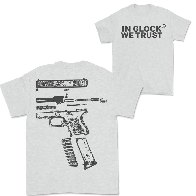 In Glock We Trust Double-Sided Black Design Shirt - Full Color Edition Menswear Top
